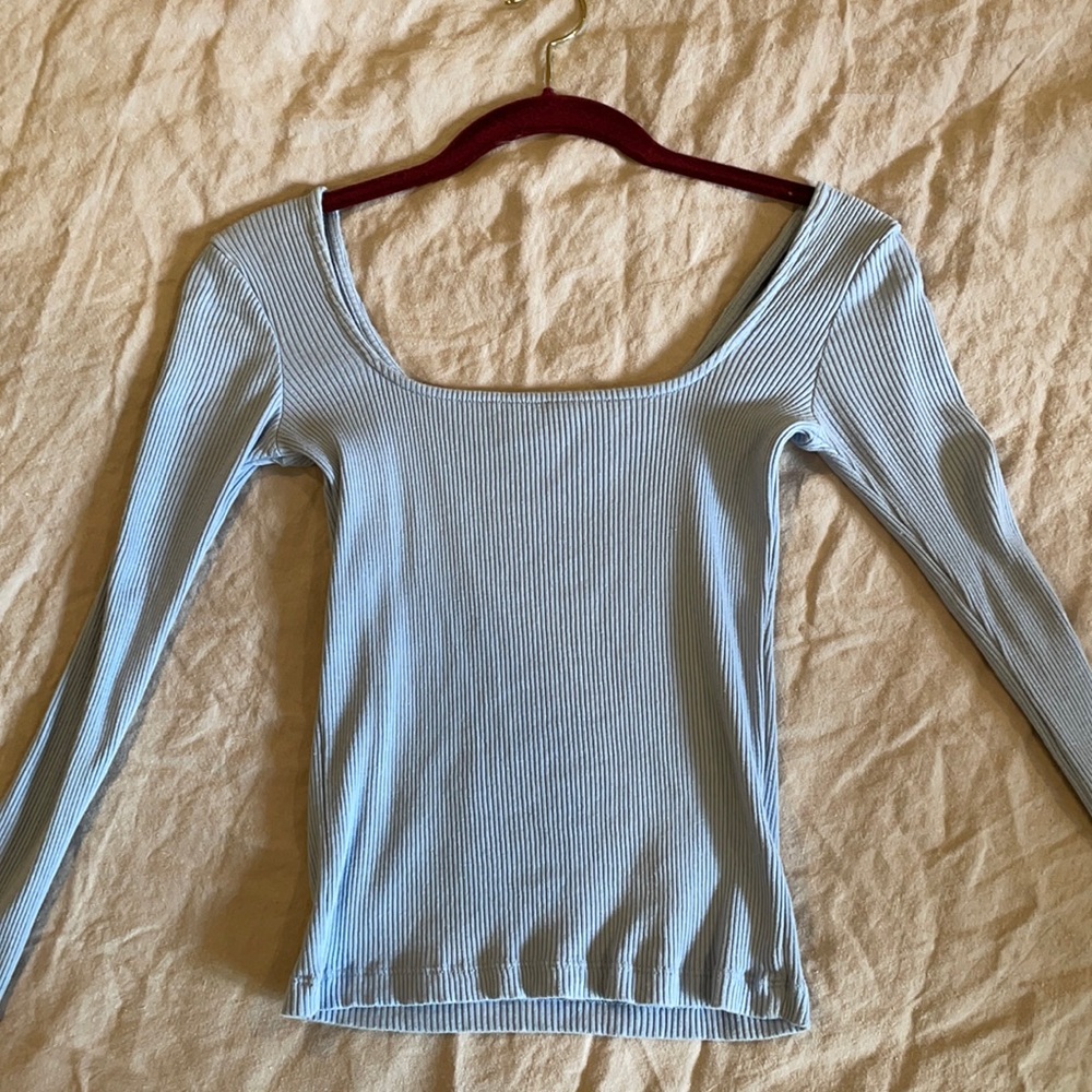 Urban outfitters square long sleeve crop ribbed